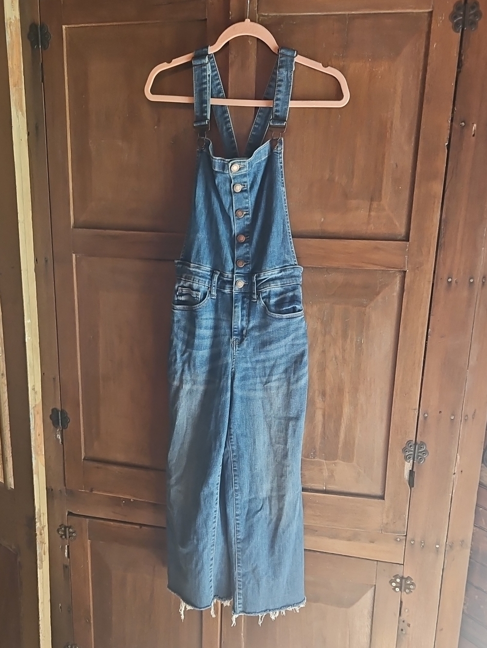 Judy Blue Medium Wash Button-Front Wide-Leg Denim Overalls